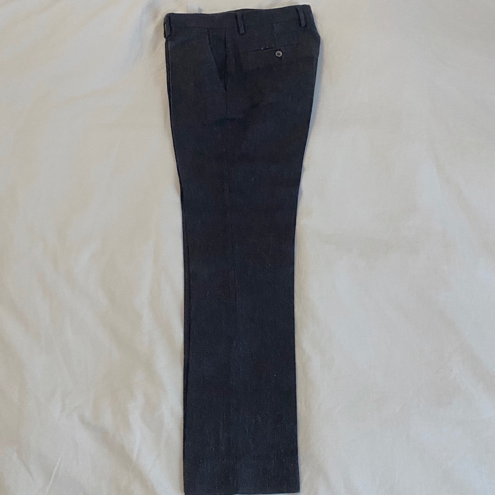 Slim-fit Navy Tweed Suit Pants